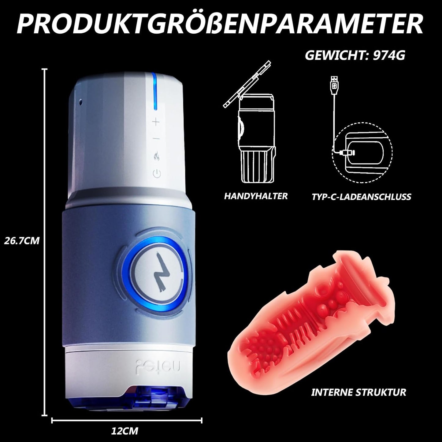 Leten 4 in 1 Automatische Masturbieren mit 6 Vibrationsmodi 6 Saugmodi Heizfunktion
