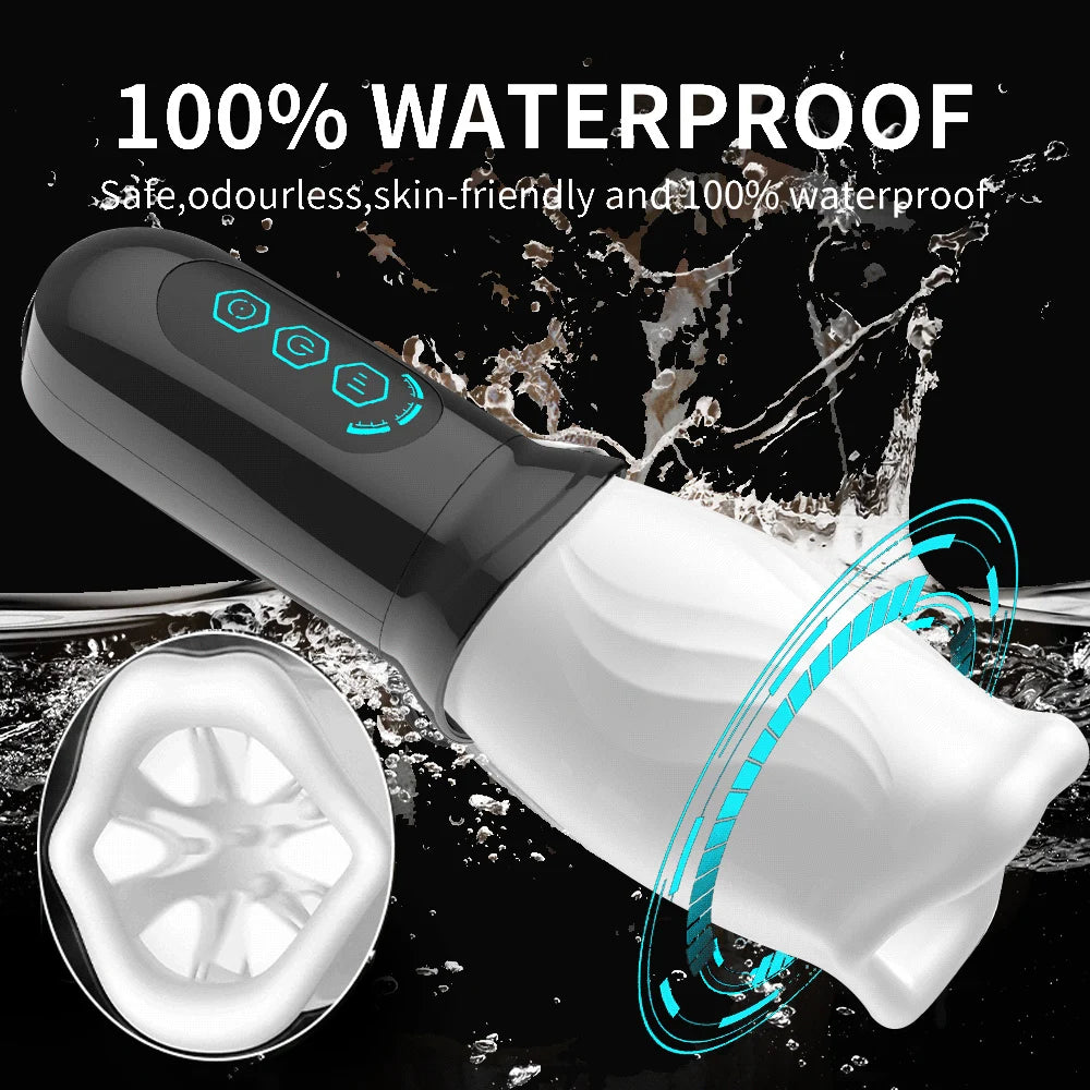 Elektrischer Masturbator Penis Stroker Blowjob mit 3 Vibrationsmodi & 4 Rotationsmodi