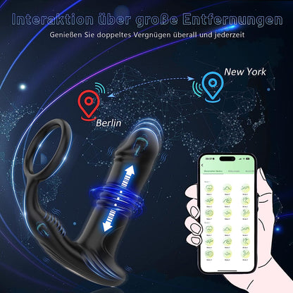 6 Teleskopmodi 9 Vibrationsmodi App Analvibratoren groß mit stoßfunktion Prostata Vibrator