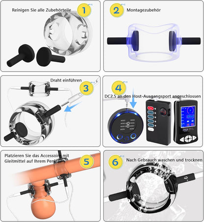 Elektro-Schock Penistrainer Cockring Stimulator mit Penis und Hodenringen