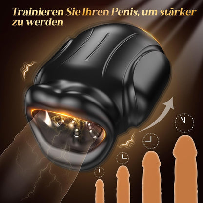 4 in 1 Elektrischer Oralsex Masturbieren Eichel Stimulator Penistrainer mit 10 Vibrations