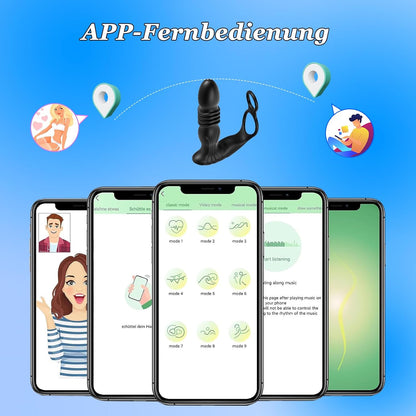 APP Analvibratoren Penisring Prostata Stimulation Anal Vibrator mit 9 Teleskop Vibrationsmodi