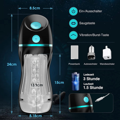 Automatischer Masturbator Pocket Pussy Stroker Blowjob mit 7 Vibrations und Saugmodi