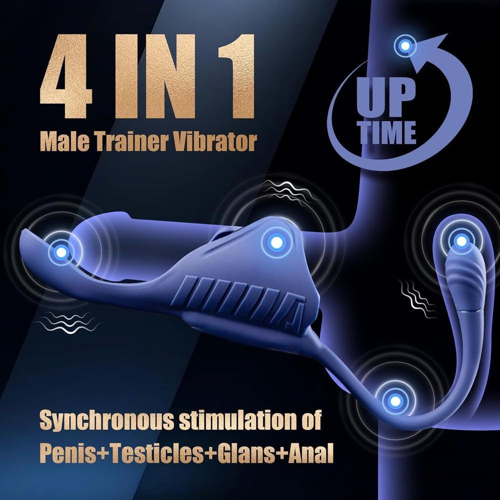 4 IN 1 Elektrischer Penistrainer Vibrator Cockring Prostatamassager mit 10 Vibrationsmodi