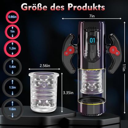 3 IN 1 Multifunktionale Elektrisch Mastubrator mit 9 Saugmodi sowie 9 Stoß- und Rotationsmodi