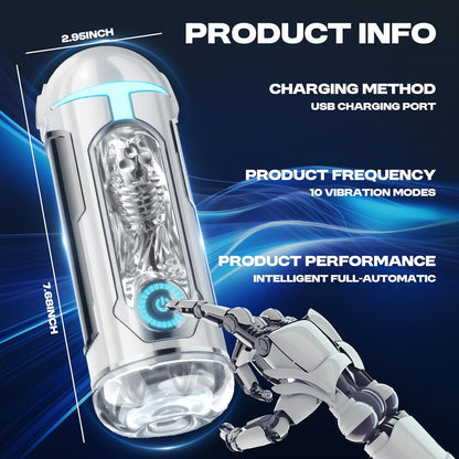 Automatischer Masturbatoren Penis Stroker Blowjob mit 10 Vibrations & Saug und Heizmodi