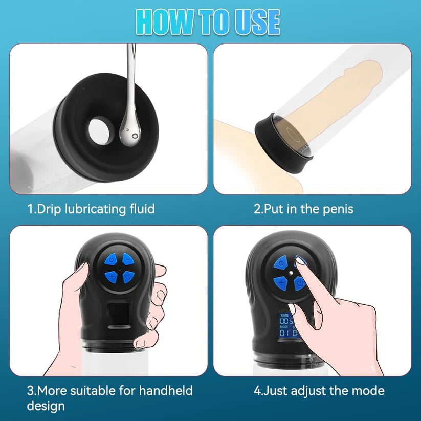 4 IN 1 Elektrische Penispumpe Vergrößerungsgeräte Masturbatoren mit  6 Saugmodi