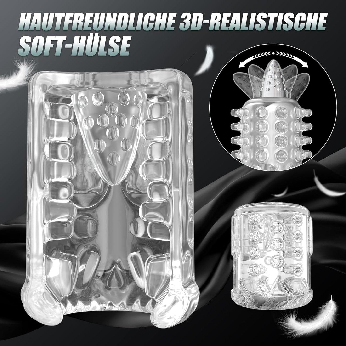 Elektrischer Masturbator Cup mit 7 Modi Saugen & Vibrieren & Schieben & Rotieren und Lecken