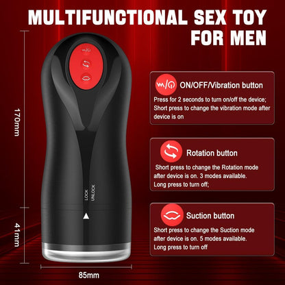 Automatic Masturbator Penistrainer Blowjob mit 10 Vibrationsmod + 5 Saugmodi