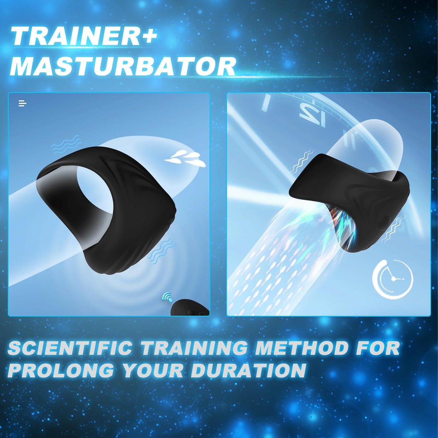 Elektrische Eicheltrainer Penisring Masturbator mit 10 Verschiedene Vibrationsmodi