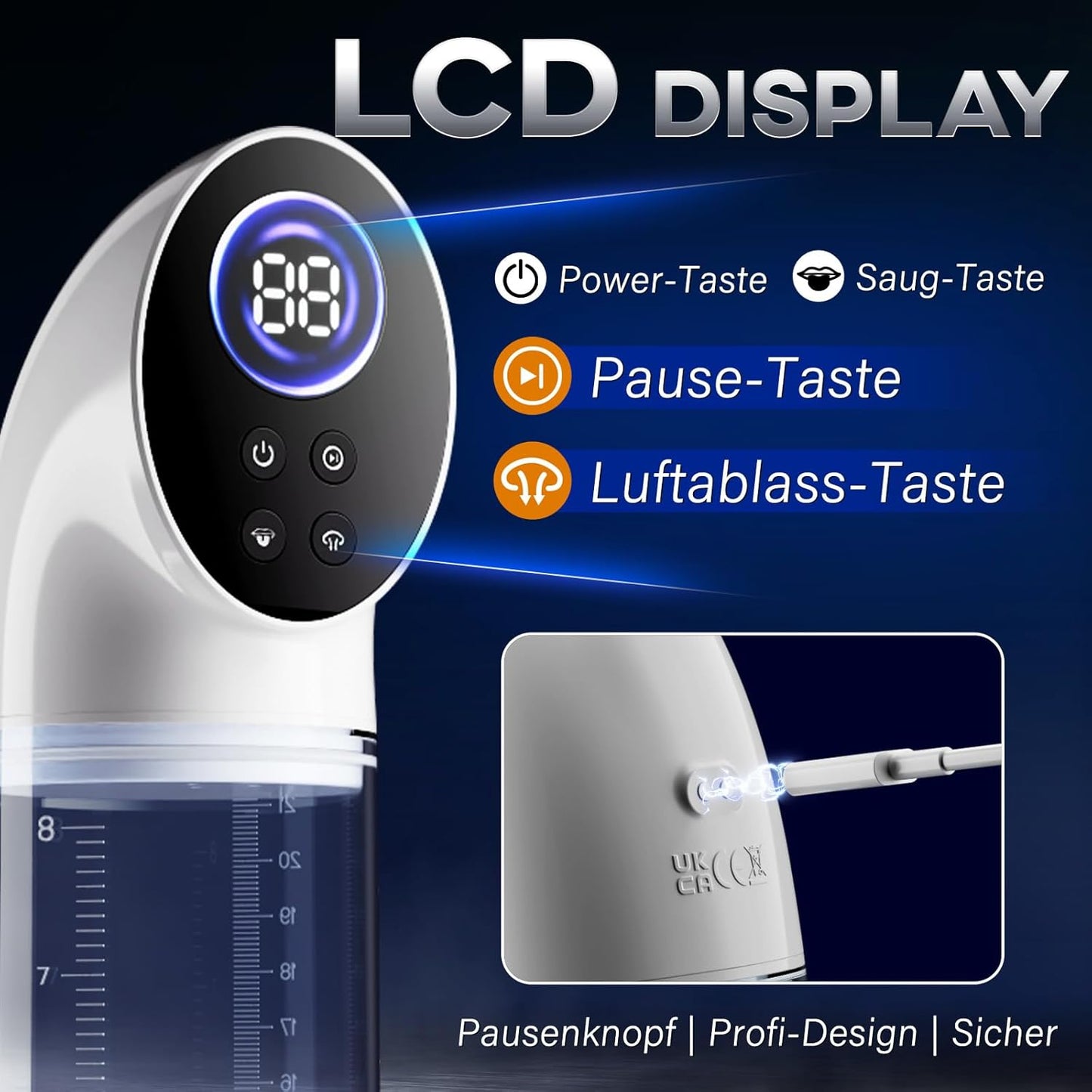 LCD-Display Elektrische Penis Pumpe Vakuumpumpe mit 6 Stufen Saugkraft