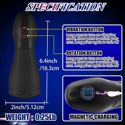 3 in 1 Elektrischer Masturbator Cup mit 10 Vibrations & 5 Stoß und Rotationsmustern