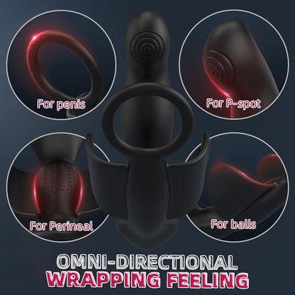 Prostata Massagegerät Analvibratoren Penisring mit 42℃ Heizmodus & 10 Vibrationsmodi