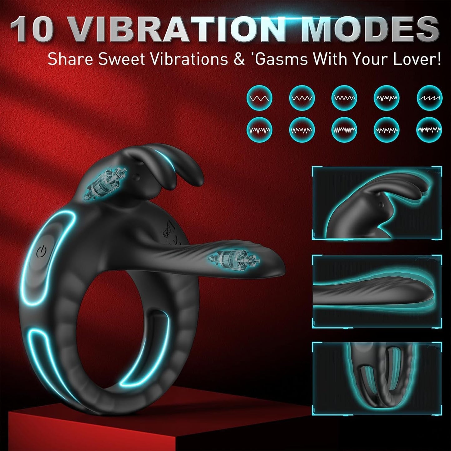 4 IN 1 Penistrainer Cock Ring Vibrator Sextoysets mit 10 Vibrationsmodi