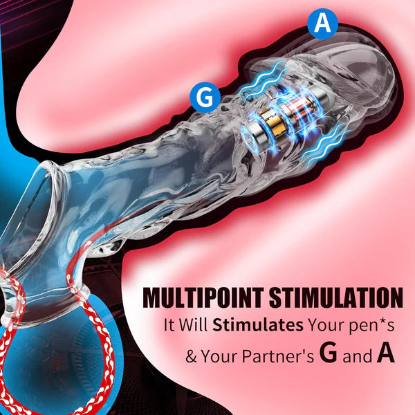 Transparenter Penishülle Penistrainer Cockringe mit 10 Vibrationsmodi