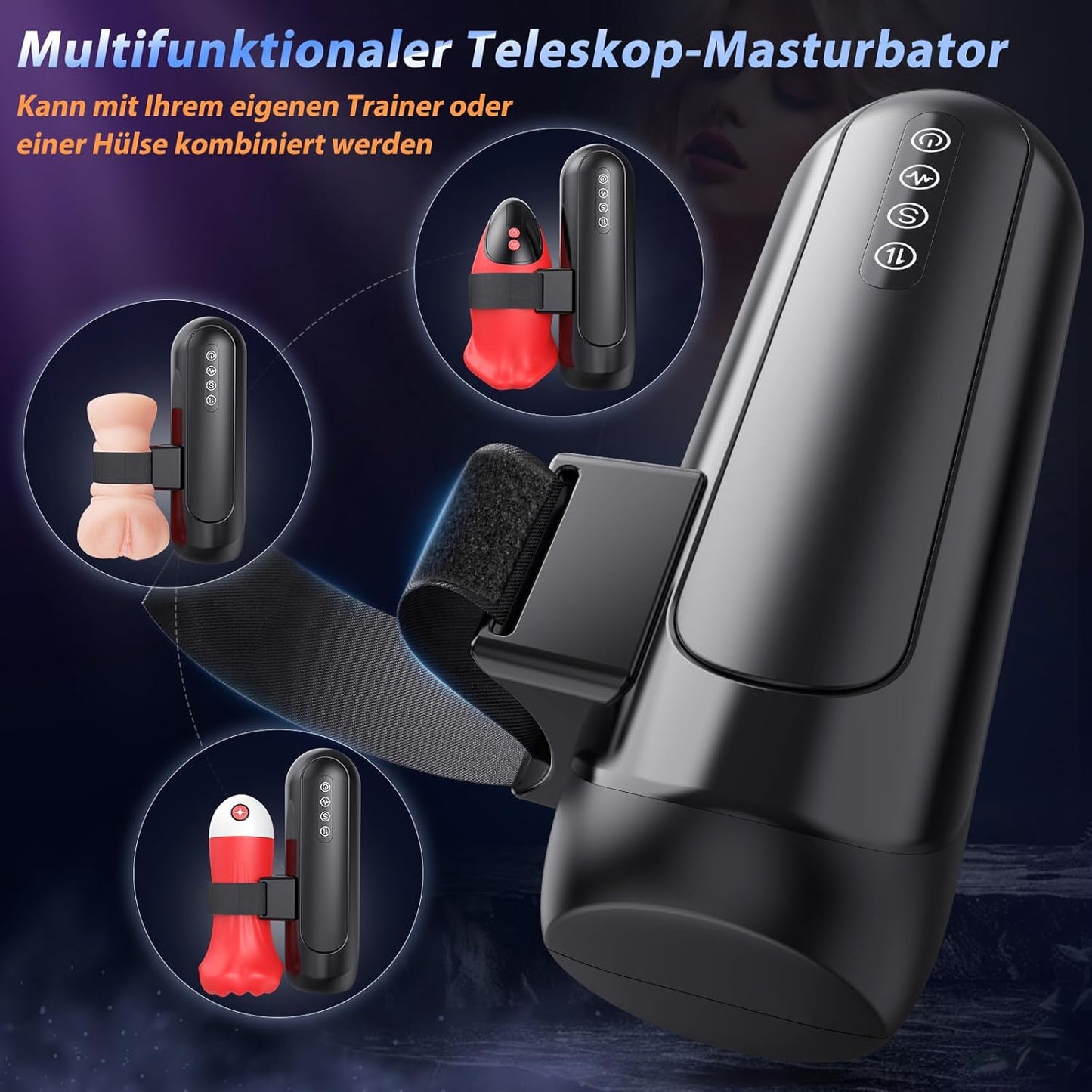 Elektrischer Masturbator Stroker Blowjob mit 6 Teleskopfunktion & 5 Einstellbaren & 10 Vibrations