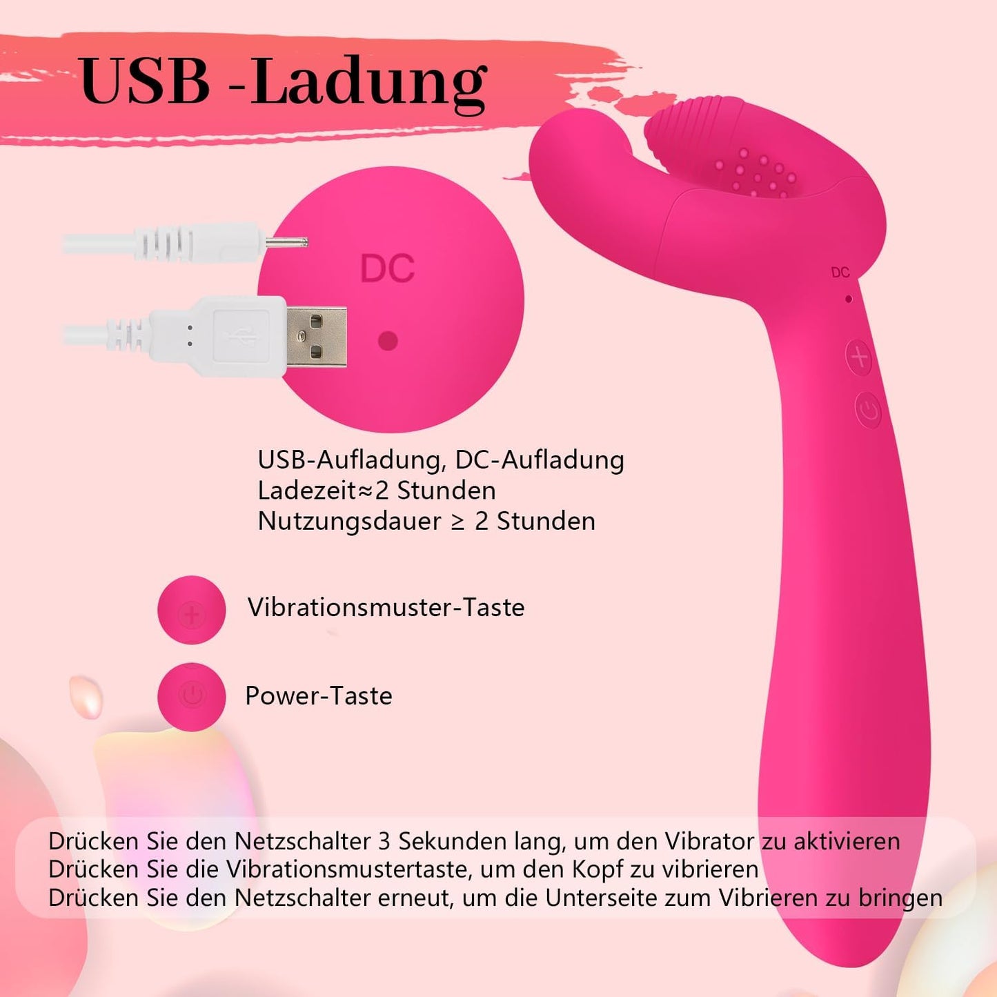 Dreifacher Vibrator Paarvibrator Klitoris G-punkt Dildo mit 7 Vibratorenmodi