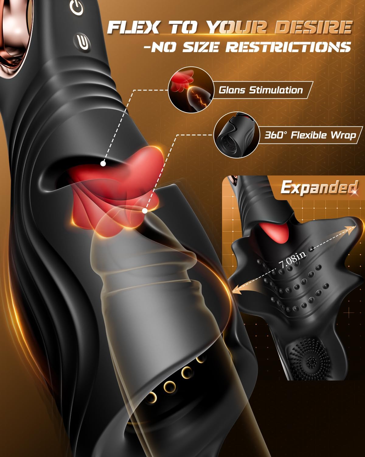 Aufklappbarer Penis Trainer Vibrator Masturbator mit 10 Vibrations & Zungenlecken Modi