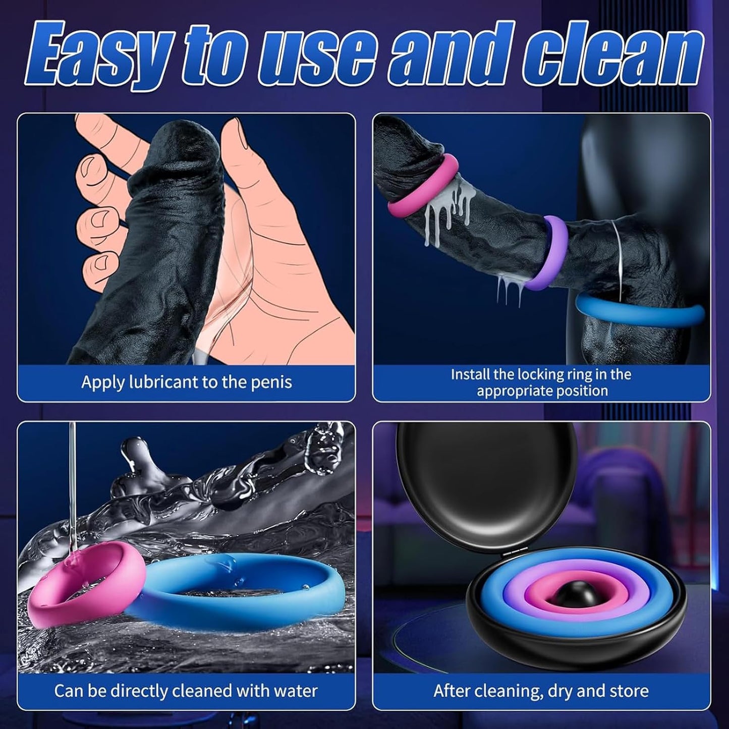 3PCS Farbig Silikon Penisring Set Penisvergrößerung Masturbator