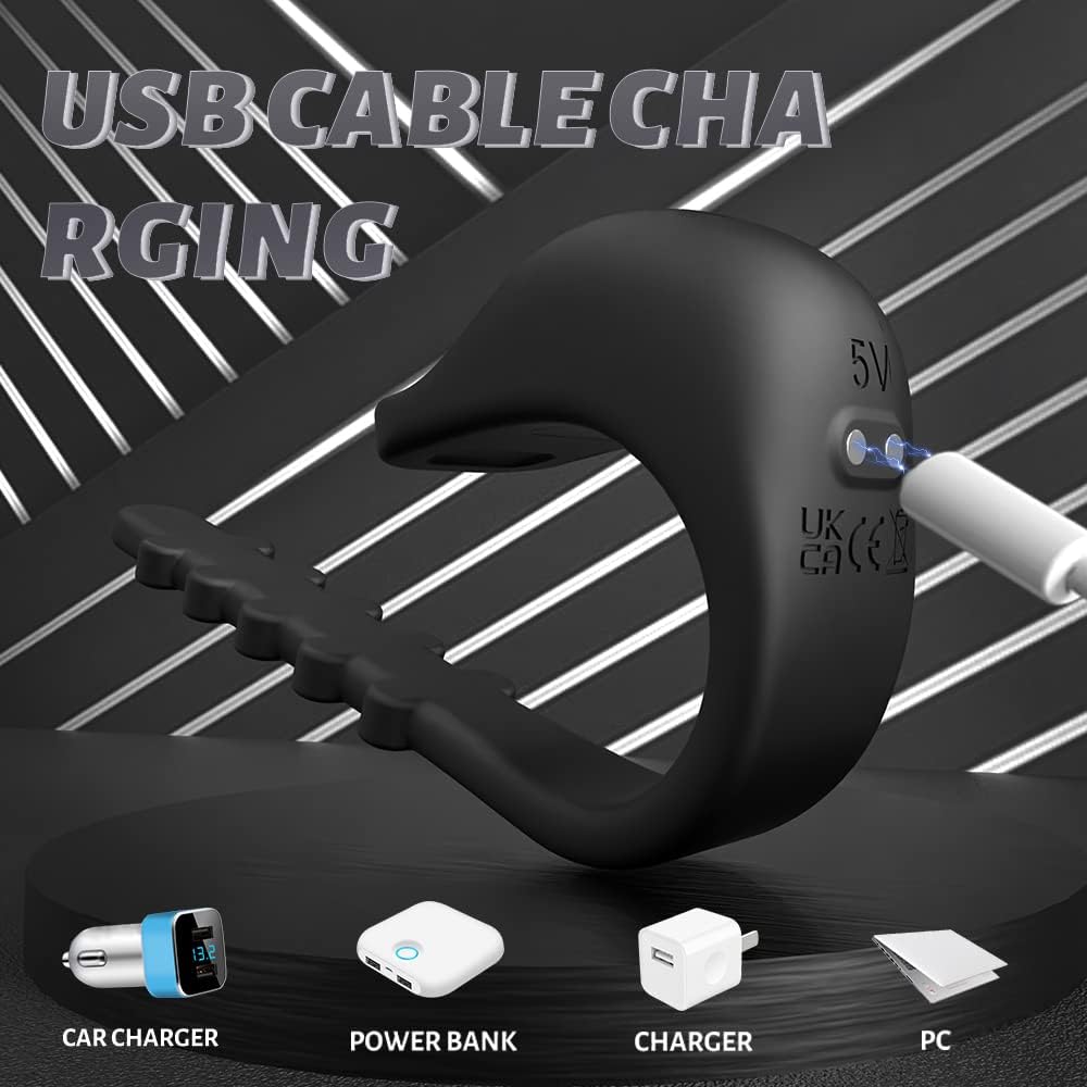 Einstellbarer E-stim Cock Ring Penistrainer mit 5 Elektroschockmodi