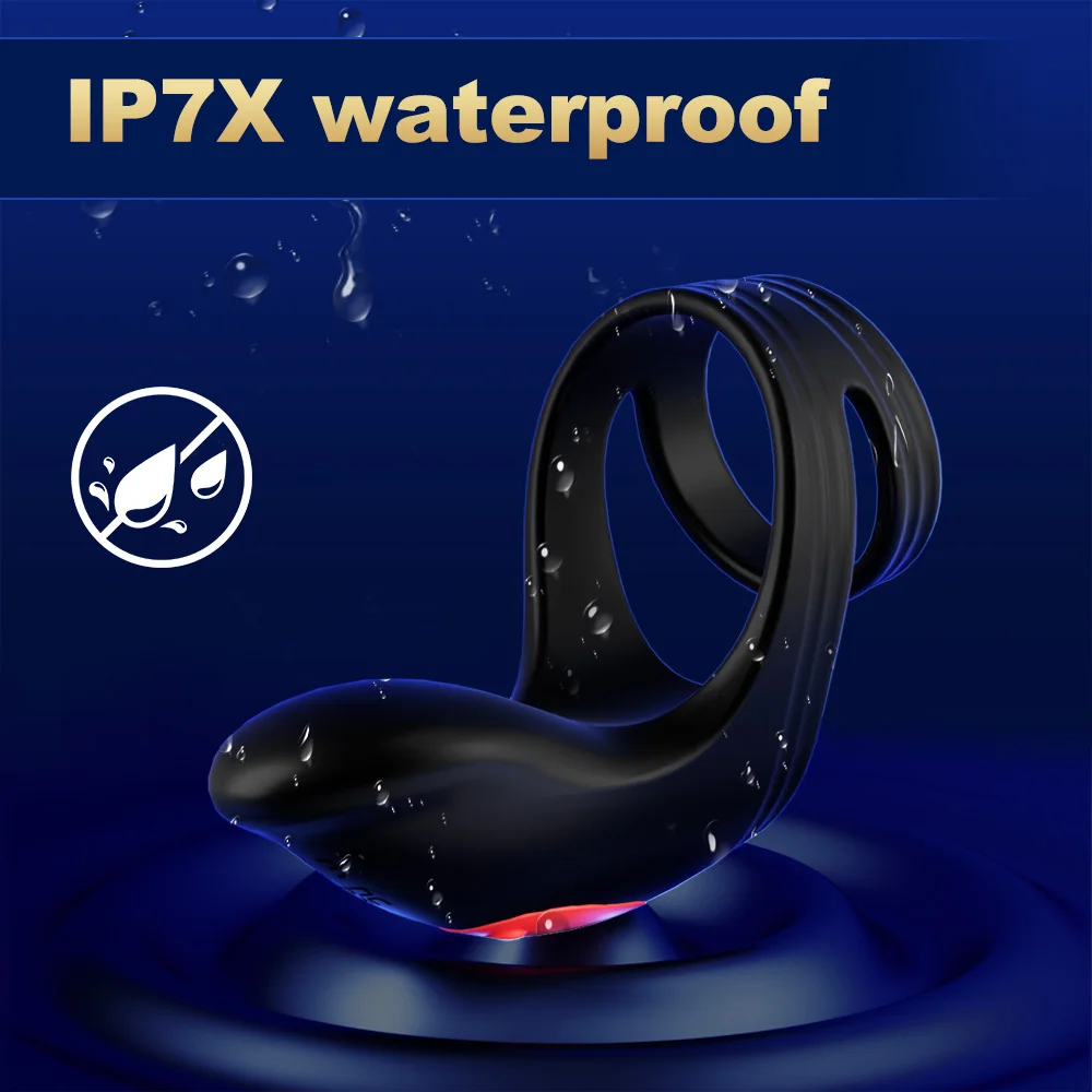 Doppelte Stimulation Penis Trainer Vibrator Cockring mit 10 Kraftvolle Vibrationen