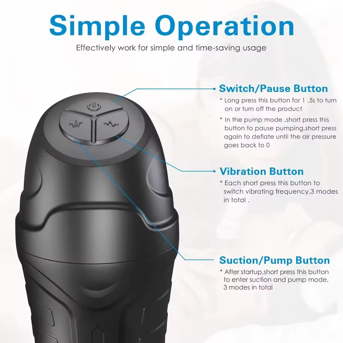 Oral Automatischer Masturbator Penis Trainer Blowjob mit 10 Vibrations und 10 Saugmodus