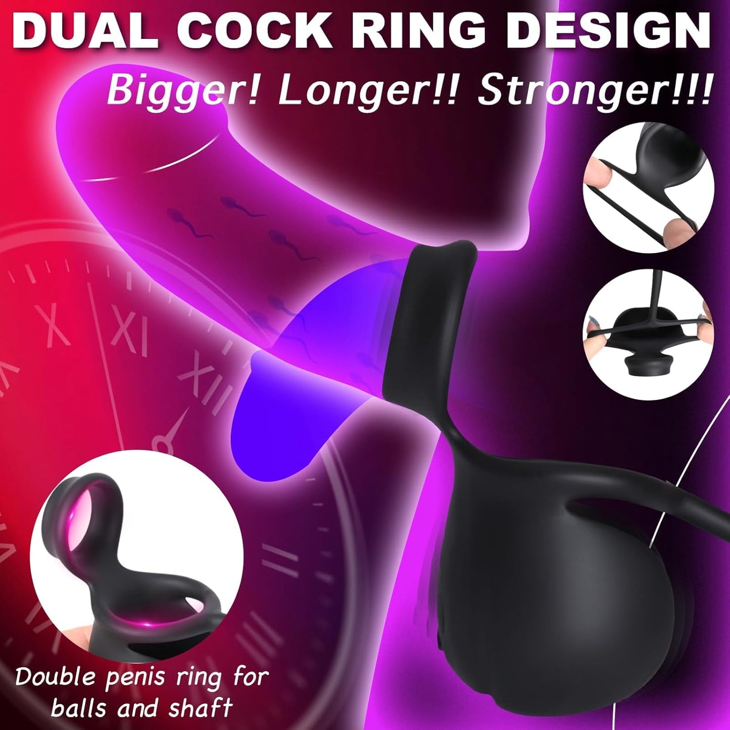 Tragbarer Hodensack Rollender Penis Trainer Stimulator Cock Ring mit 9 Vibrationsmodi