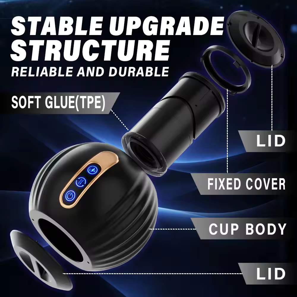 3D Vagina Masturbieren Elektrischer Masturbator Cup mit 8 Rotationsmodi und Stoßfunktion