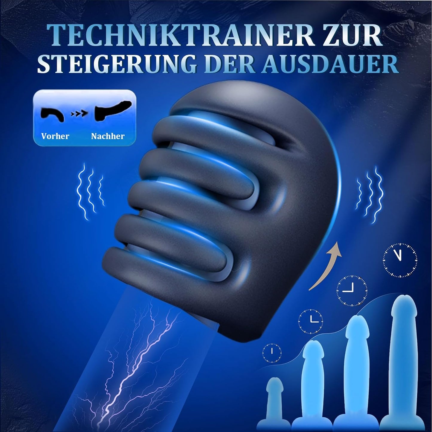 LCD Display Elektrische Penistrainer Eichel Stimulator mit 10 Vibrationsmodi