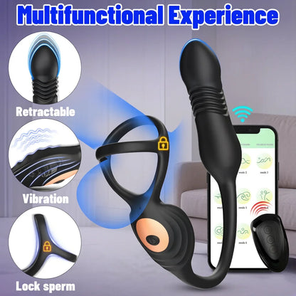 Thrusting Anal Vibrator Prostata Massager Cockring mit 9 Vibrationsmodi