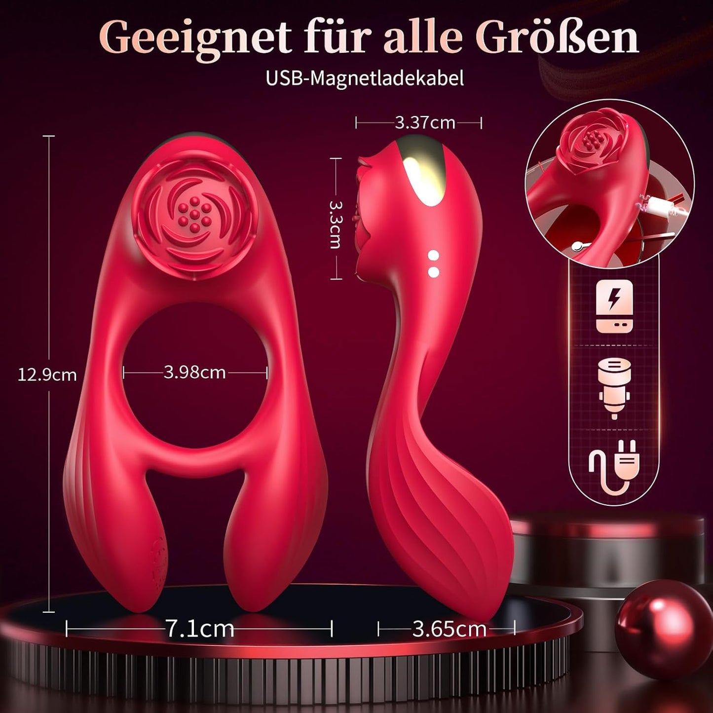 3 IN 1  Penisringe Vibrator Klitoris Stimulator mit 3 Leistungsstarker Motor & 7 Vibrationen
