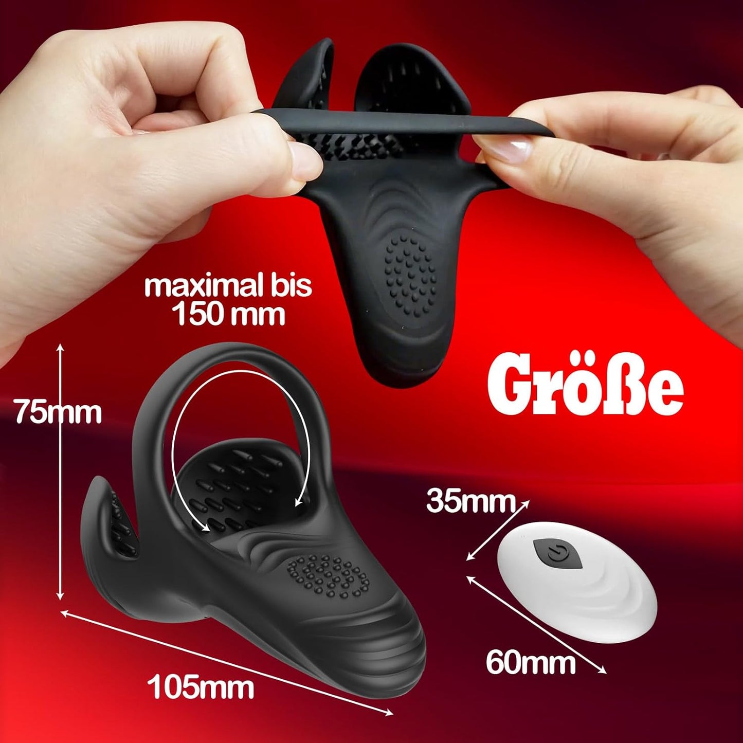 Doppel-Hodensack Penistrainer Vibrator Cock Ring mit 10 Vibrationsmodi