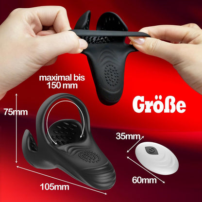 Doppel-Hodensack Penistrainer Vibrator Cock Ring mit 10 Vibrationsmodi