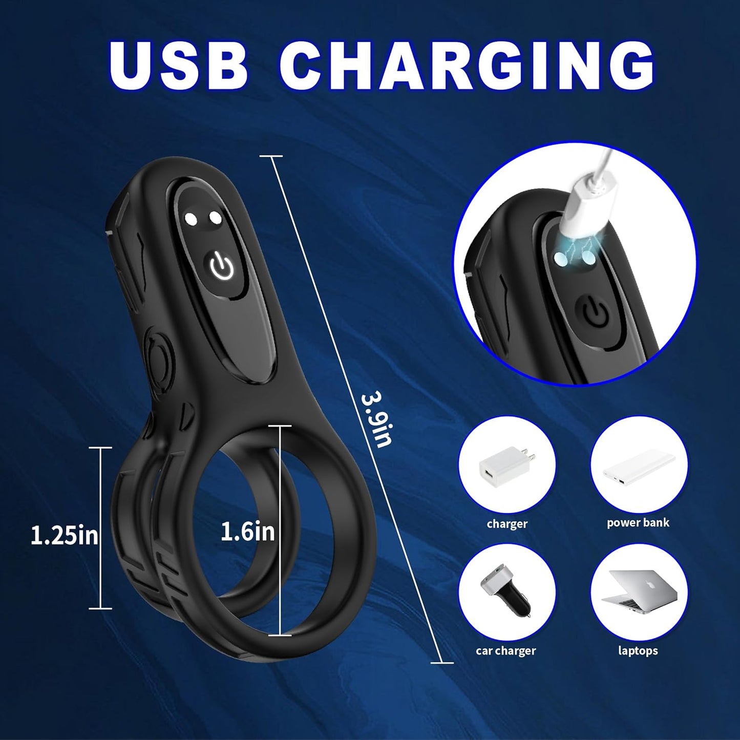 Intelligenter Penistrainer Vibrator Cockring mit 9 Vielfältige Vibrationsmodi