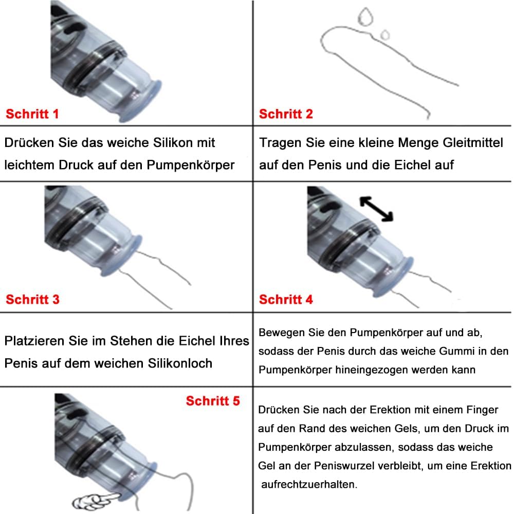 Penisvergrößerungs Vakuumpumpe Masturbatoren mit 5 Silikonringe Manuelle