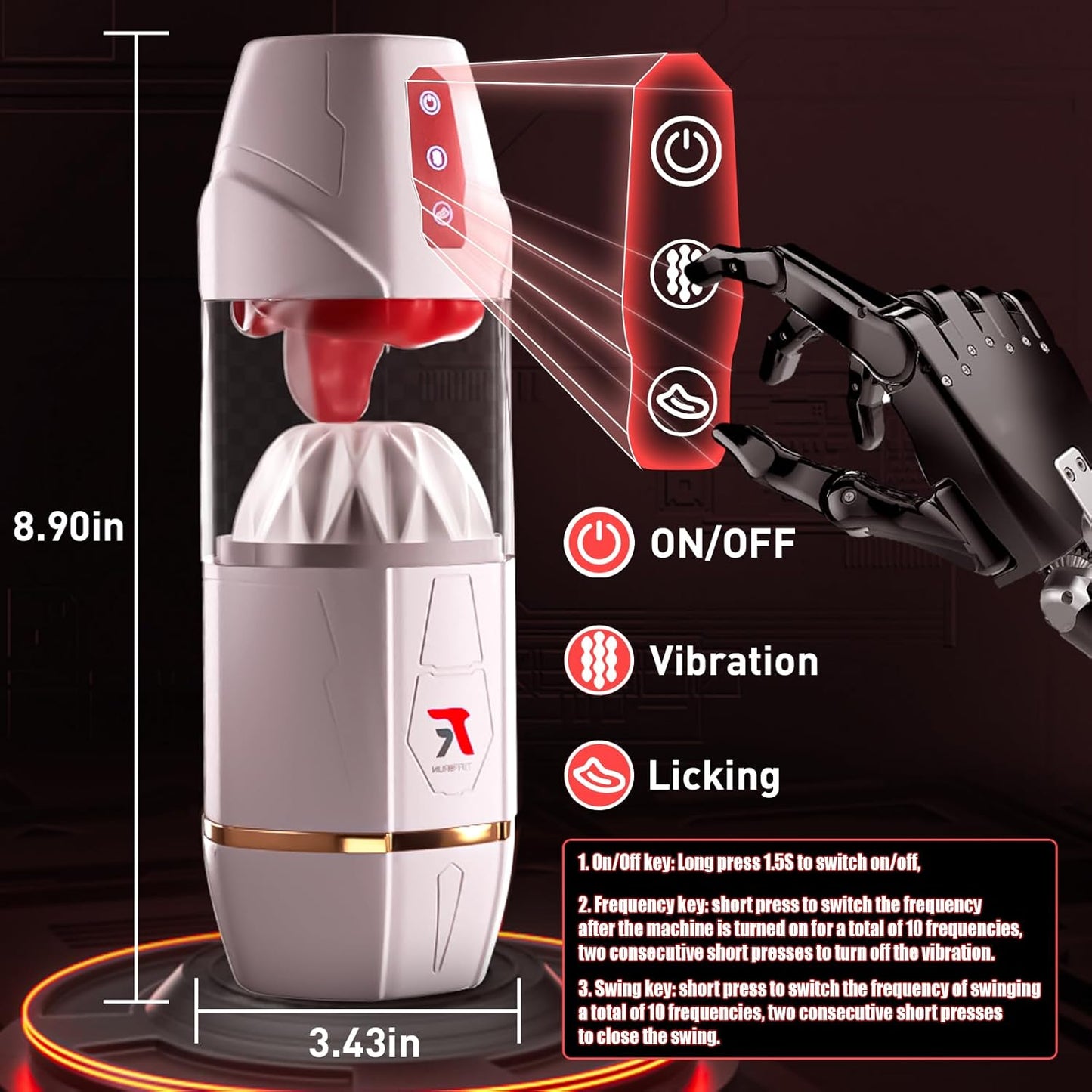 Automatischer Masturbator Penisvergrößerer mit 10 Saugstufen & 10 Zungenmassage-Modi