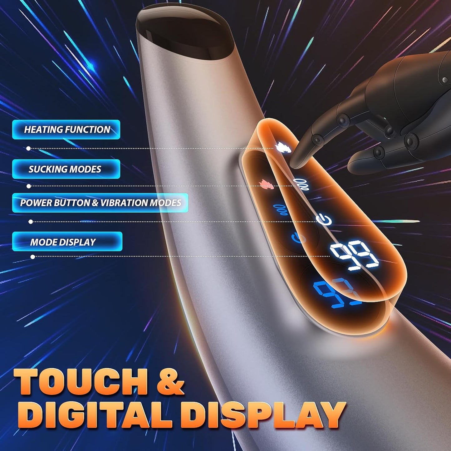 LCD-Display Automatischer Masturbator Penis-Stroker Blowjob- mit 9 Saug & 9 Vibrationsfunktionen