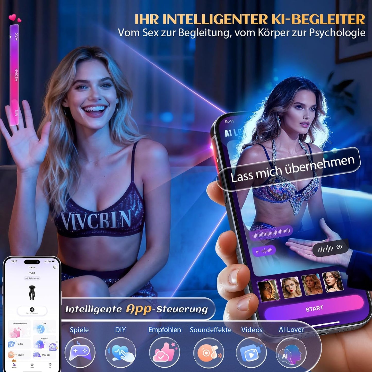 32 3D-Massagepunkte Penis Eichel Stimulator MasturbierenTaschenmuschi mit 10 Modi