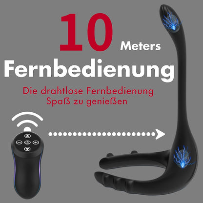 10 frequenties anale plug en perineumstimulator 3 in 1 verstelbare cockring 