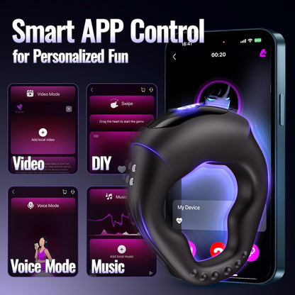 Smart APP Steuerung Wrap-Around Cock Ring Penis Trainer Vibrator mit 10 Vibrationsmodi