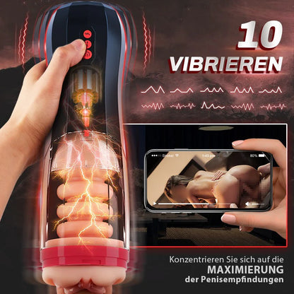 CLIMBER Zuigen Vibrerend Stoten Vocalisatie 4 IN 1 Cup Masturbator 