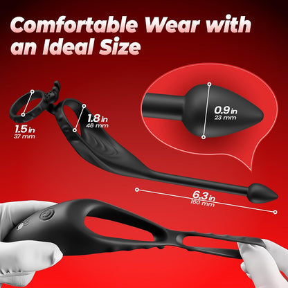 4 IN 1 Prostatamassagegerät Analvibrator Penisring Taint-Stimulator mit 9 Vibrationsmodi