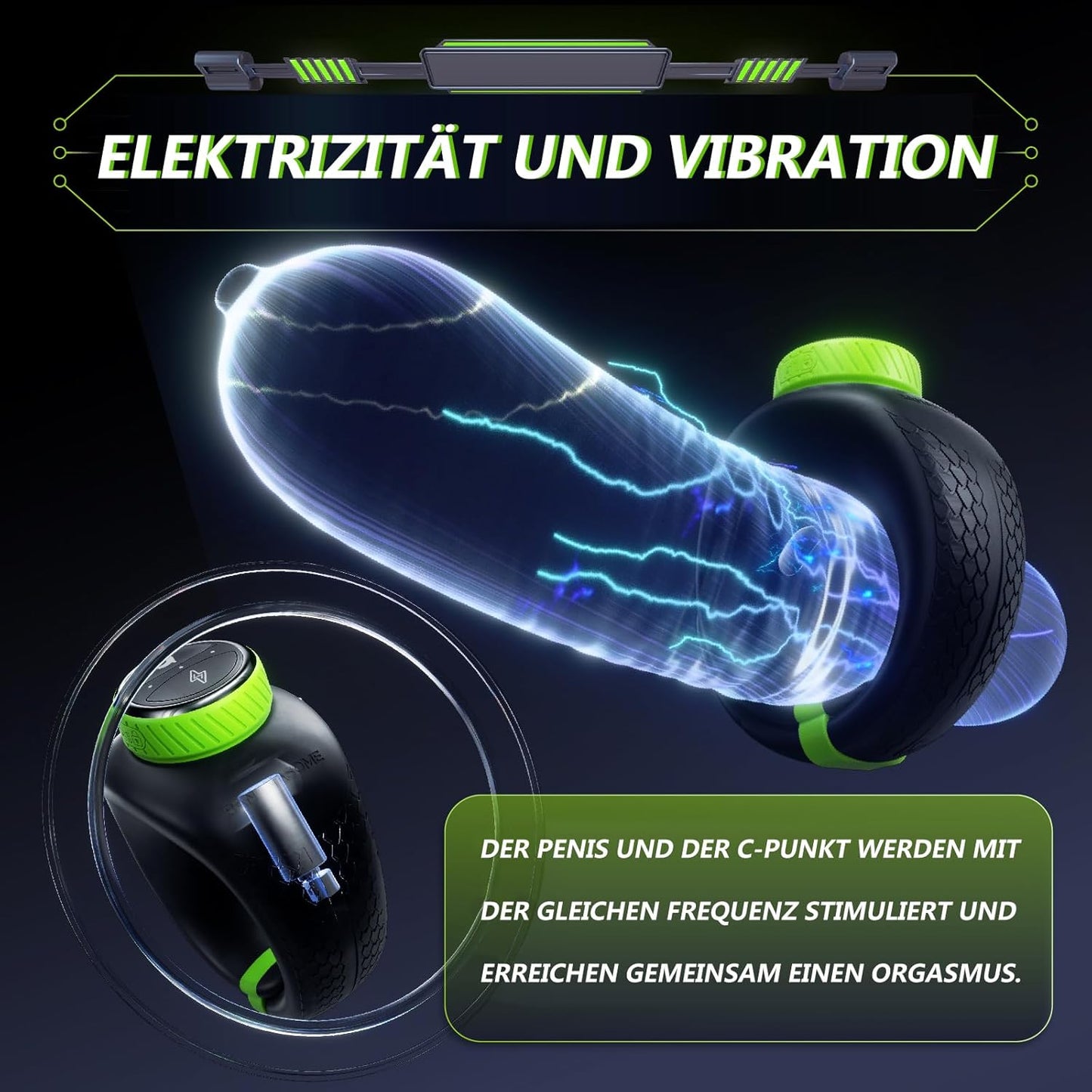 E-stim Penistrainer Vibrator Cockring Masturbatoren mit 10 Vibrationsmodi & 6 Strommodi