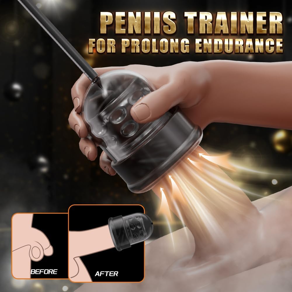 4 IN 1 Penistrainer Massager Eichel Trainer Stimulator Masturbator mit 7 Saugnäpfen