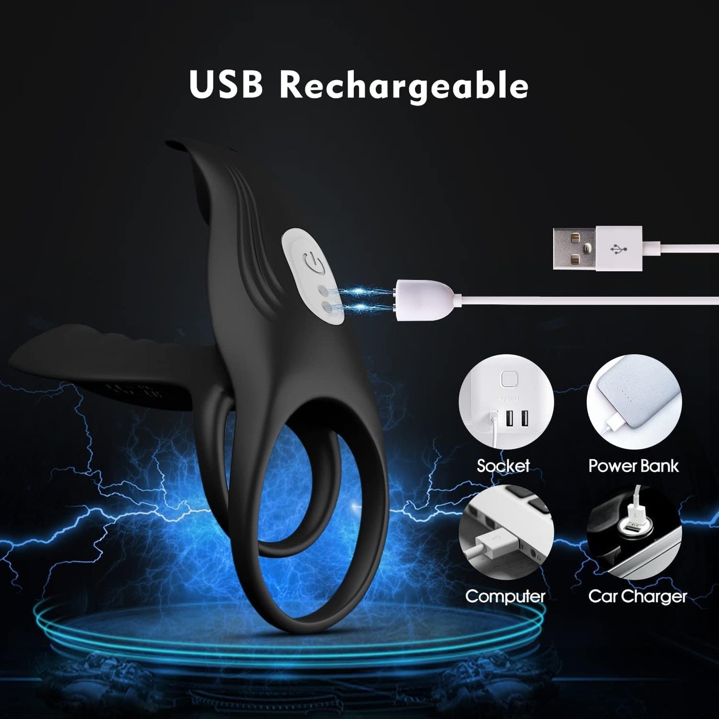 3 IN 1 Vibrating Cock Ring Penistrainer Klitorisstimulator mit 10 Modi