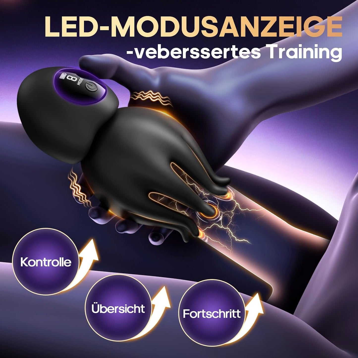 LED Display Eichel Stimulator Penistrainer Vibrator Tentakel-Masturbator mit 9 Vibration