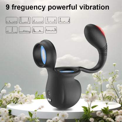 Tragbarer Hodensack Rollender Penis Trainer Stimulator Cock Ring mit 9 Vibrationsmodi