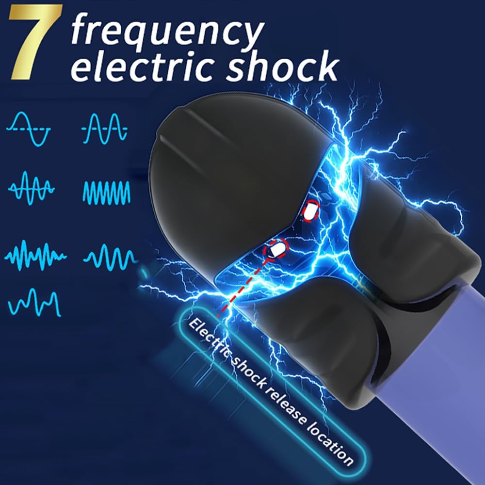Elektro Schock Eichel Vibrator Penis Trainer Stimulator mit 12 Vibrationsmodi & 7 Stromschlag