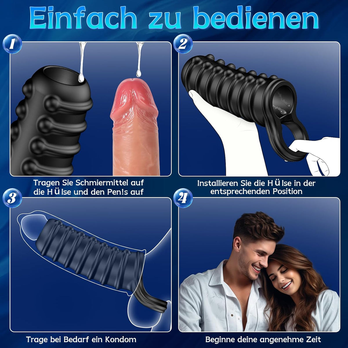3D Textur Wiederverwendbar Penisring Penishülle Strukturierte Hodensackring