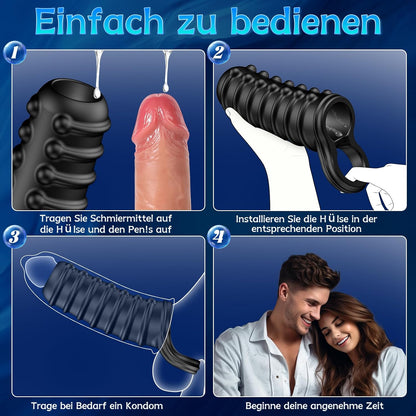 3D Textur Wiederverwendbar Penisring Penishülle Strukturierte Hodensackring